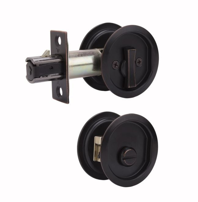 WESLOCK Weslock 00677X1X1 Round Privacy Pocket Door Lock Oil Rubbed Bronze