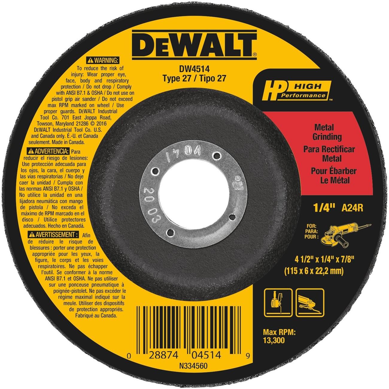 DEWALT DW4514Z GRINDING & CUT OFF WHEELS