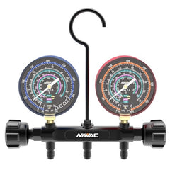 NAVAC NMG12A 3-1/8 A2L Compatible Pro Series Manifold Gauge for R454B, R32, R410A, and R22 Refrigerants