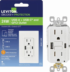 LEVITON Leviton RN2-GUAC1-0BW Gfci Usb Outlet 15A 24W Type A/c