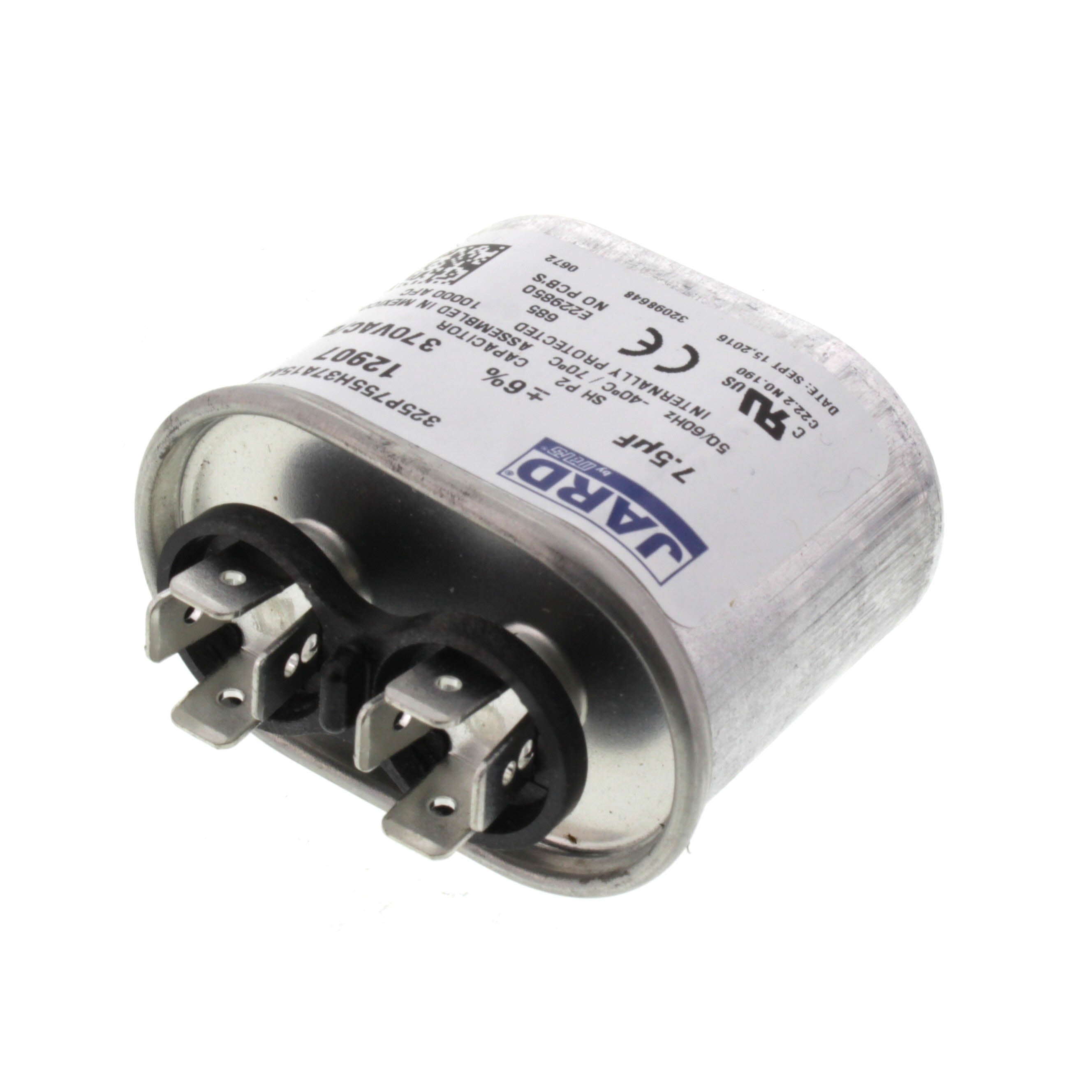 JARD JARD 12907 7.5 MFD 370V Oval Run Capacitor