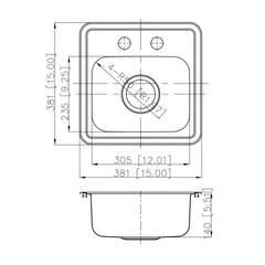 DAKOTA Dakota Plumbing Products GSR-20-TM1515-1ADA Bar Sink