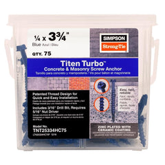 SIMPSON STRONG-TIE Simpson Strong-Tie TNT25334HC75 1/4 x 3-3/4 Hex Titen Turbo (75 Tub)