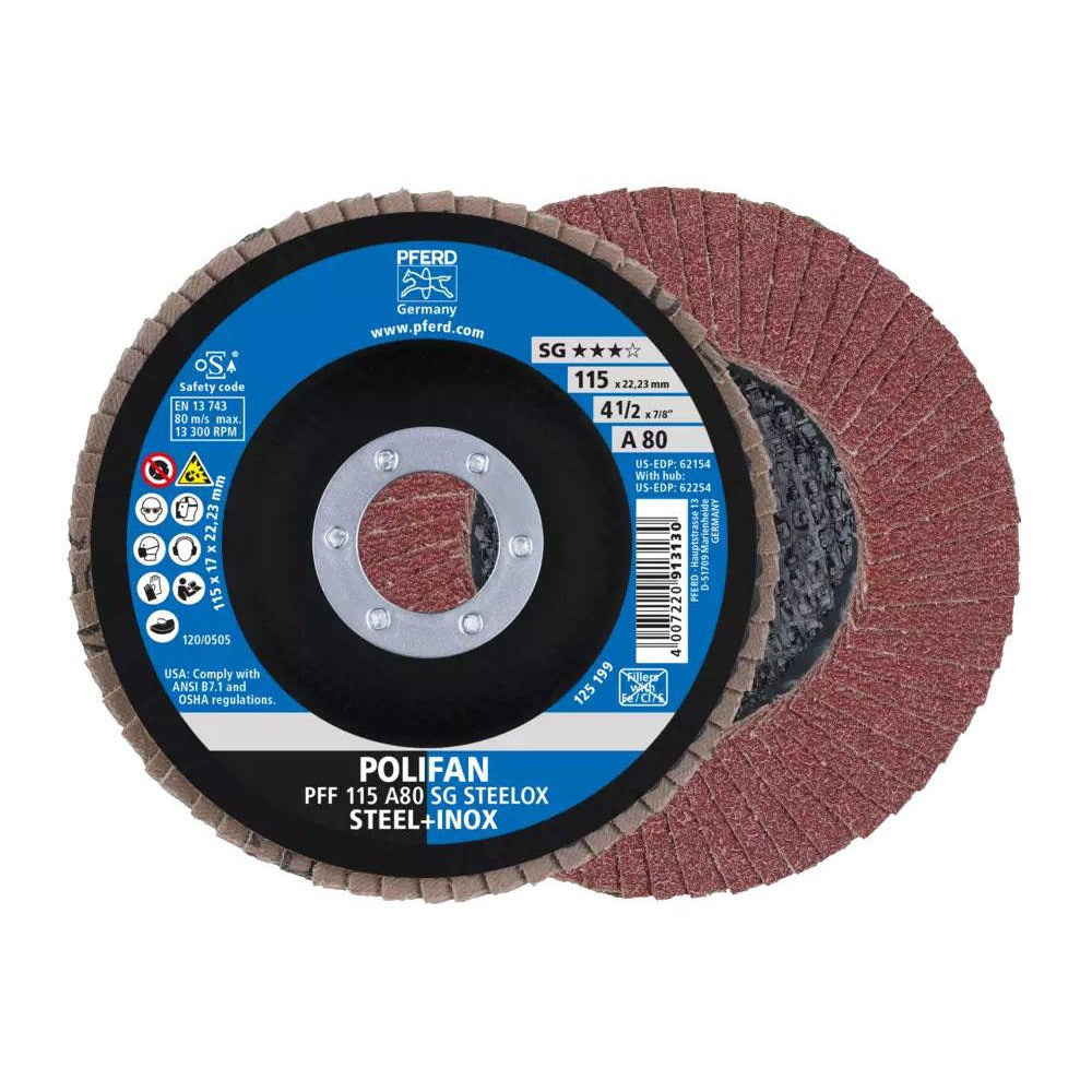 PFERD Pferd 62154 Flap Disc 4.5 in 80 Grit Aluminum Oxide Type 27