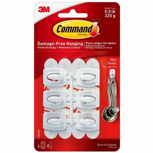 3M 3M MMM17006 Commercial removable adhesive mini hook 6-pack
