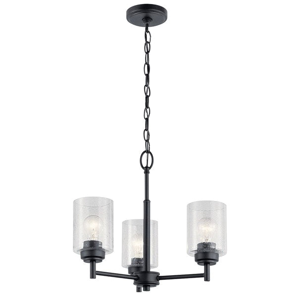 KICHLER LIGHTING Kichler 44029BK Winslow 1-Tier Contemporary Style Mini Chandelier Fixture (3) A19 Incandescent Lamp 120 VAC