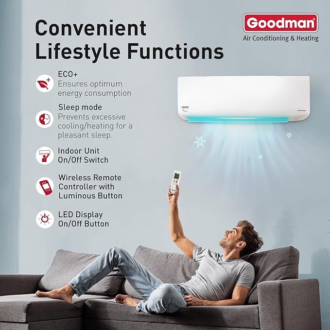 GOODMAN Goodman e-Series - 12k BTU Cooling + Heating - Wall Mounted Air Conditioning System - 18.0 SEER2