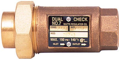 WATTS Watts Brass Tubular LF7U2-2 3/4 Dual Check Backflow Preventer