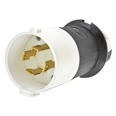 Hubbell HBL2721S 30 Amp 250 Volt 3-Pole 4-Wire NEMA L15-30P Black and White Locking Plug