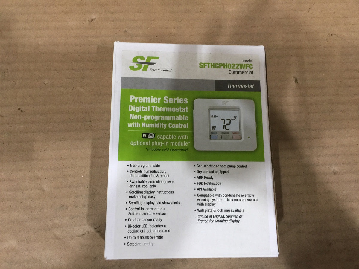 SF PREMIER SERIES DIGITAL THERMOSTAT, NON-PROGRAMMABLE, WHITE