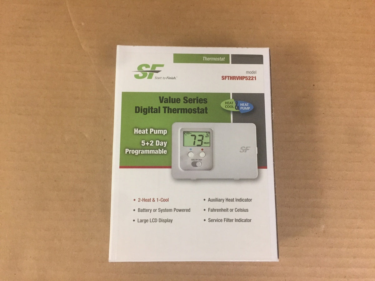 START TO FINISH 2 HEAT/1 COOL VALUE SERIES PROGRAMMABLE DIGITAL THERMOSTAT 24 VOLT OR TWO "AA" BATTERIES