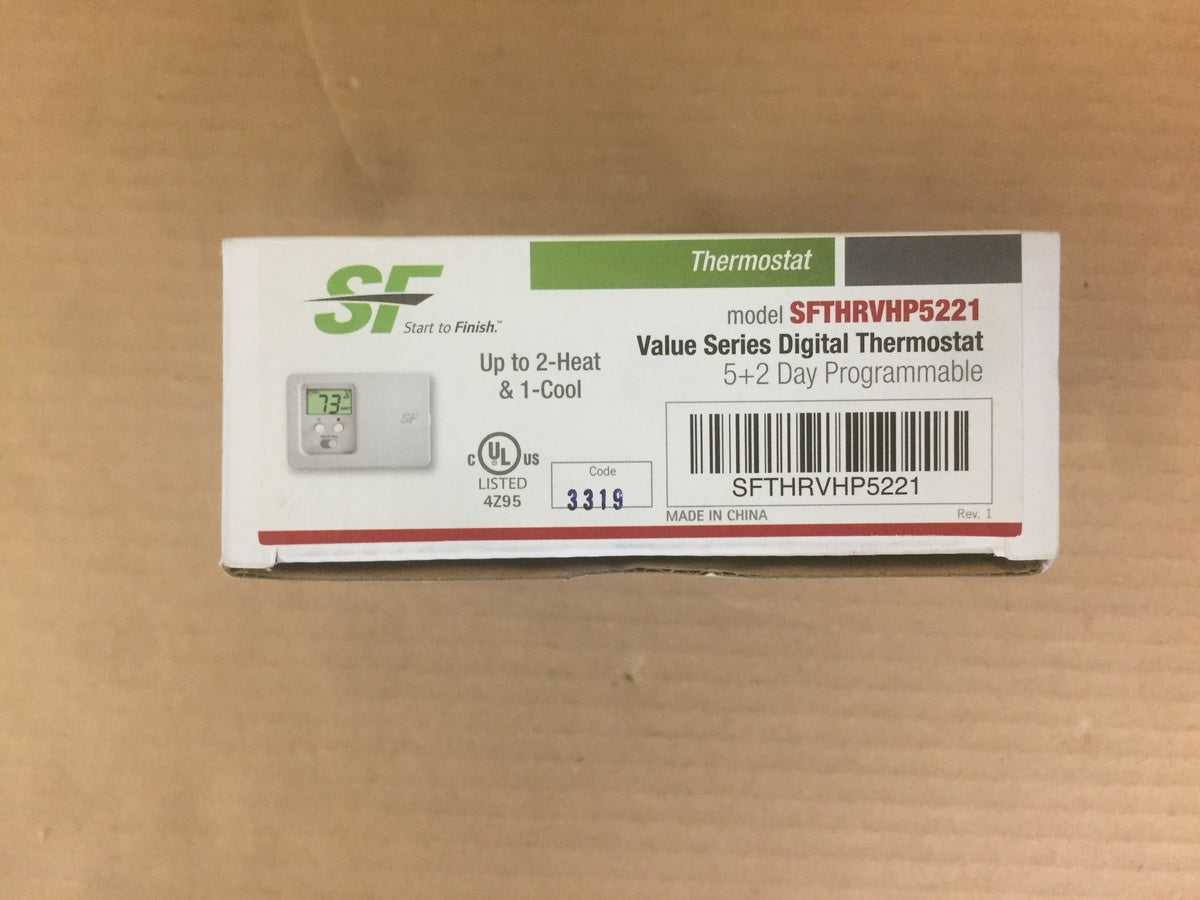 START TO FINISH 2 HEAT/1 COOL VALUE SERIES PROGRAMMABLE DIGITAL THERMOSTAT 24 VOLT OR TWO "AA" BATTERIES
