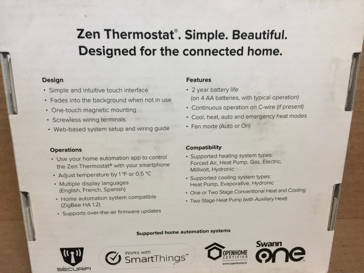 ZEN ECOSYSTEMS ZEN SMART HOME THERMOSTAT; 24 VAC