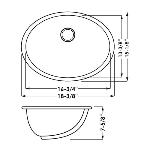 DAKOTA Dakota Plumbing Products US-1613B Undermount Oval Sink Biscuit