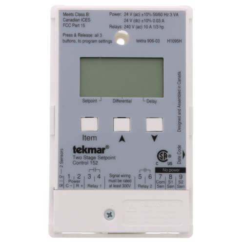TEKMAR Tekmar 152 Two Stage Setpoint Control 240V