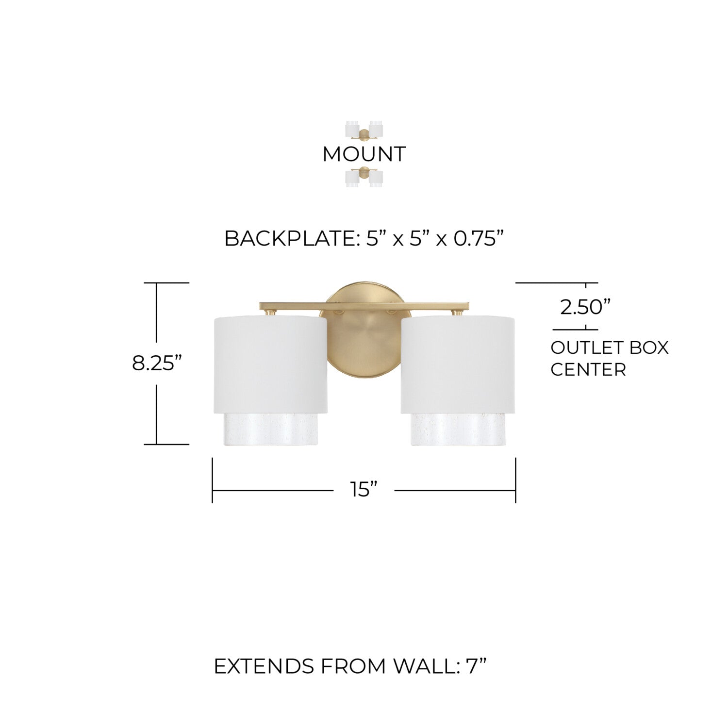CAPITAL LIGHTING Capital Lighting 153021RE-549 Weller 2-Light Vanity 100W per Bulb (15 in)
