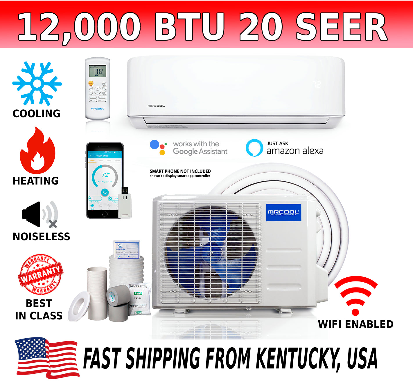 MRCOOL MRCOOL Advantage 4th Generation 12,000 BTU 20 SEER Ductless Mini Split Air Conditioner and Heat Pump - 115V/60Hz System