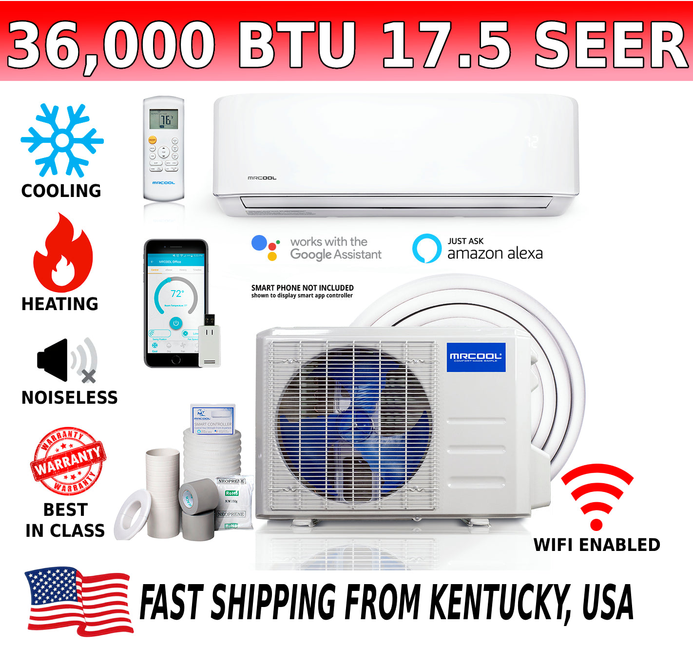 MRCOOL MRCOOL Advantage 4th Generation 36,000 BTU 17.5 SEER Ductless Mini Split Air Conditioner and Heat Pump - 230V/60Hz System