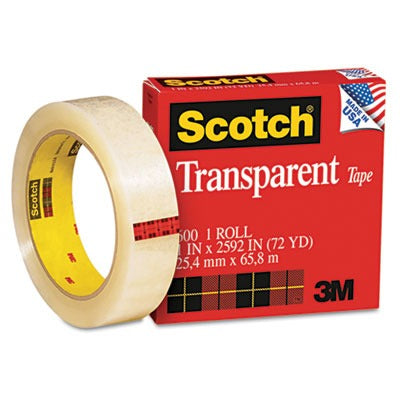 3M 3M MMM60012592 Scotch Transparent Office Tape 1 inches x 72 yd (1 Roll)