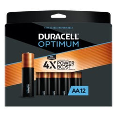 Duracell OPT1500B12 AA Optimum Alkaline Batteries 12 Pack 041333032580