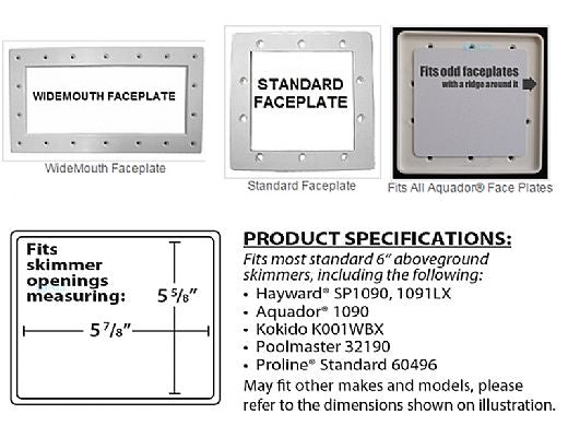 SIMPOOLTEC SimPoolTec AGSD-H Above Ground Skimmer Plug | 5-7/8 x 5-5/8 | Standard Faceplate | AGSD-H
