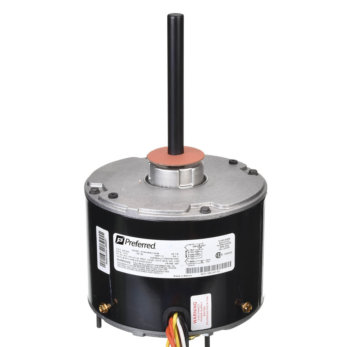 RHEEM Rheem W51-16CJA1-02 Protech Universal Condenser Motor 1/6 hp (1075 RPM) Replaces W51-16CJA1-01