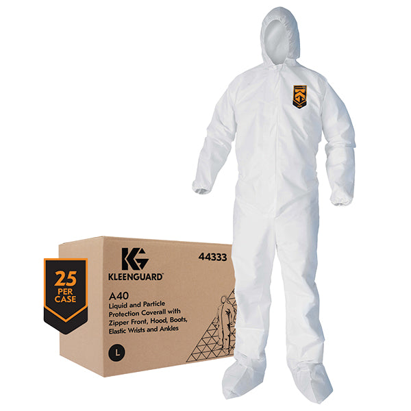 KLEENGUARD KLEENGUARD 44323 A40 Liquid Particle Protection Coveralls Large White