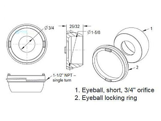 AQUASTAR POOL PRODUCTS AquaStar ENB100 Choice 3/4 Orifice Eyeball and Nut