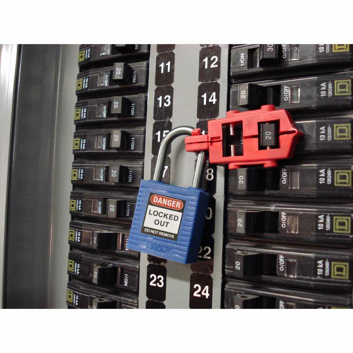 BRADY Brady 65688 Single Pole Circuit Breaker Lockout Device 120V Snap-On Red Pack of 6