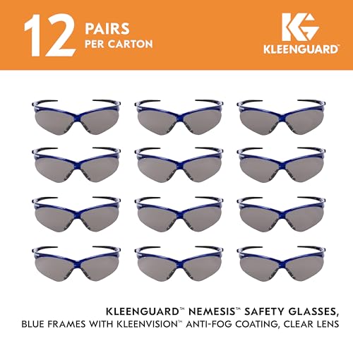 KLEENGUARD KLEENGUARD 47387 V30 Nemesis Safety Glasses Smoke Anti-Fog Lens Metallic Blue Frame Universal 1 Each