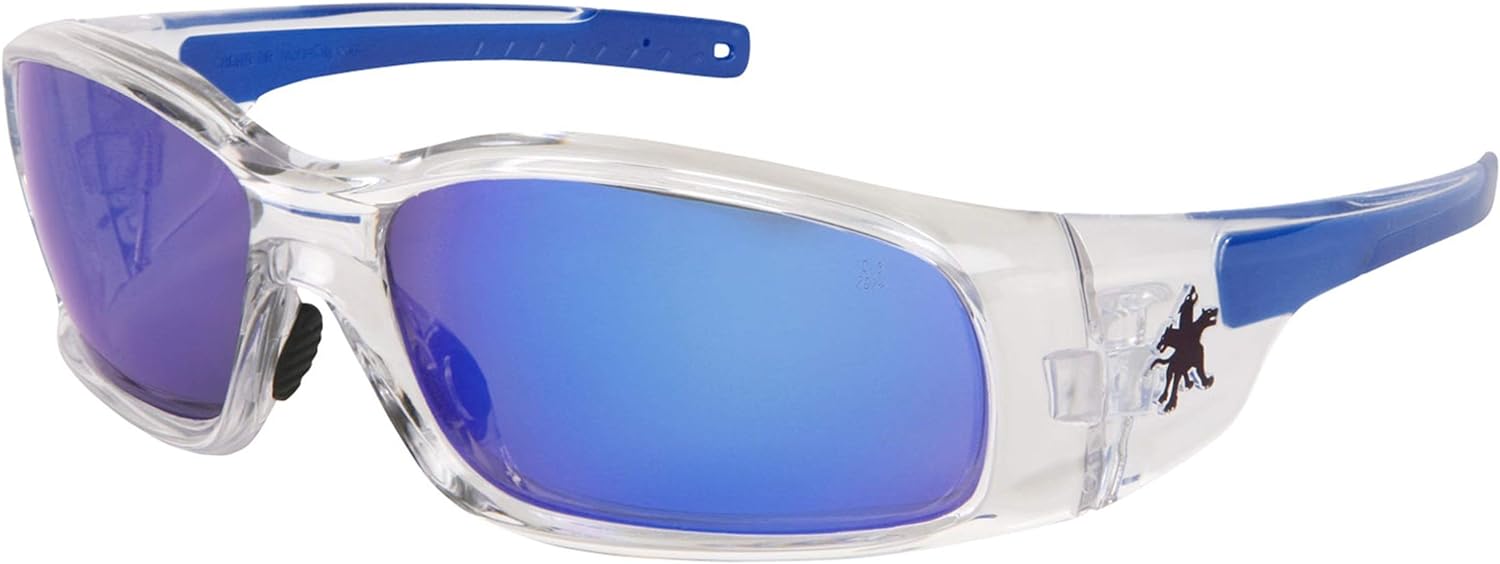 MCR SAFETY MCR Safety SR148B Swagger Blue Diamond Mirror Lens Safety Glasses UV Protection Polycarbonate Frame