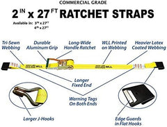 S-Line 557 Ratchet Tie Down with Flat Hooks 27 Feet 3333 Pound Load Capacity