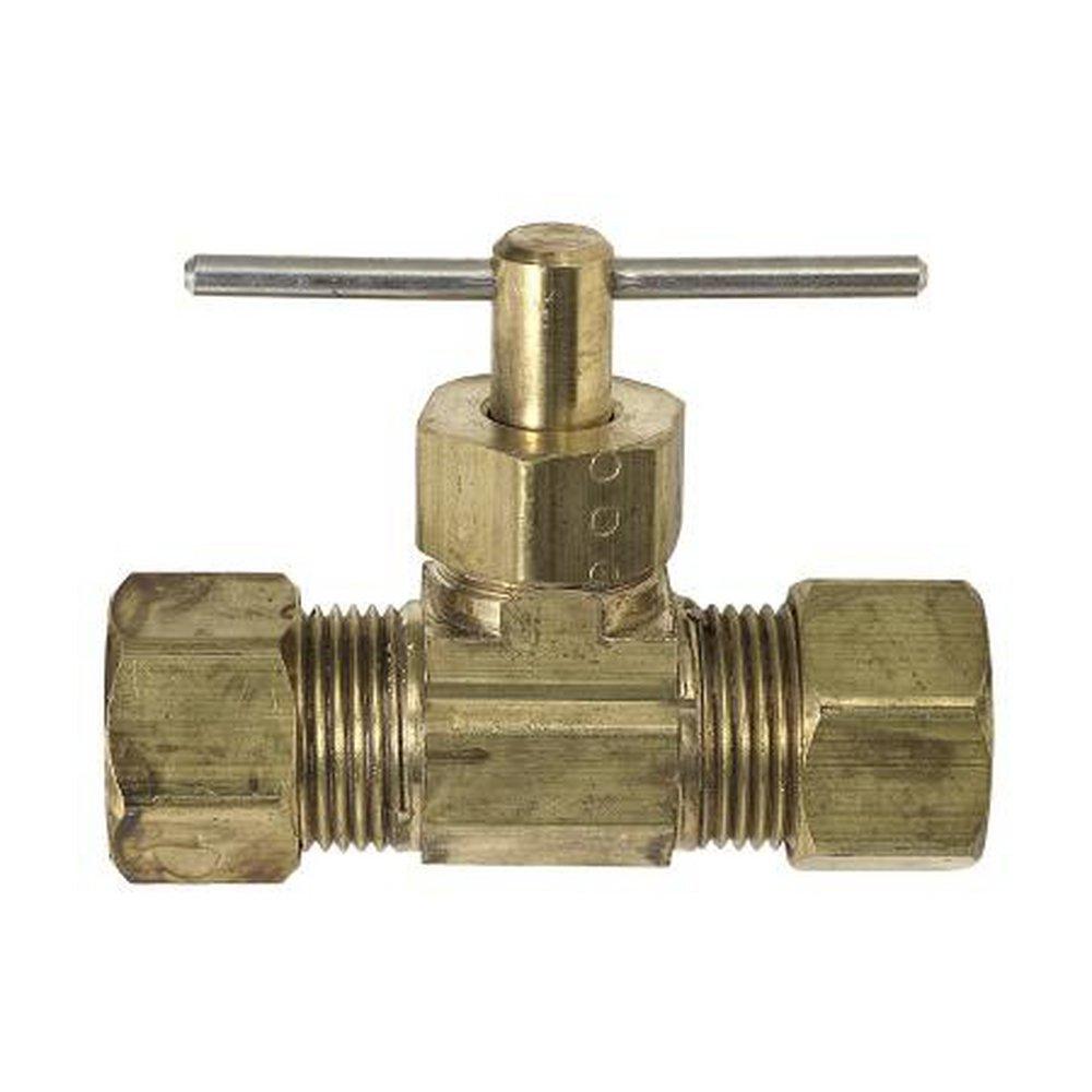 BRIZO BrassCraft NV105-4X 1/4 inch Brass Straight Needle Valve for Industrial Applications - NV105-4X