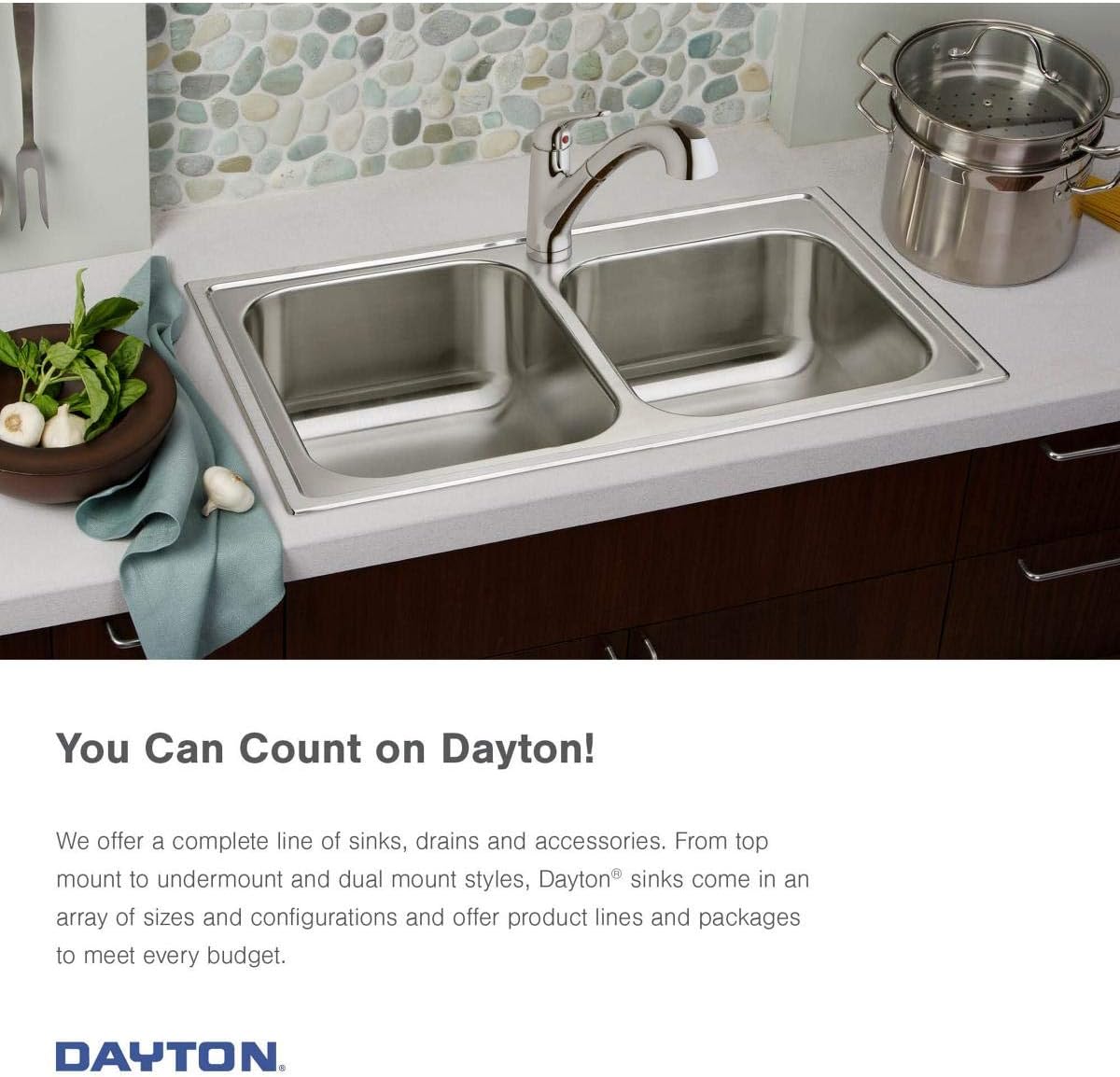 ELKAY Elkay DSE233224 Dayton Double Bowl Top Mount Stainless Steel Sink