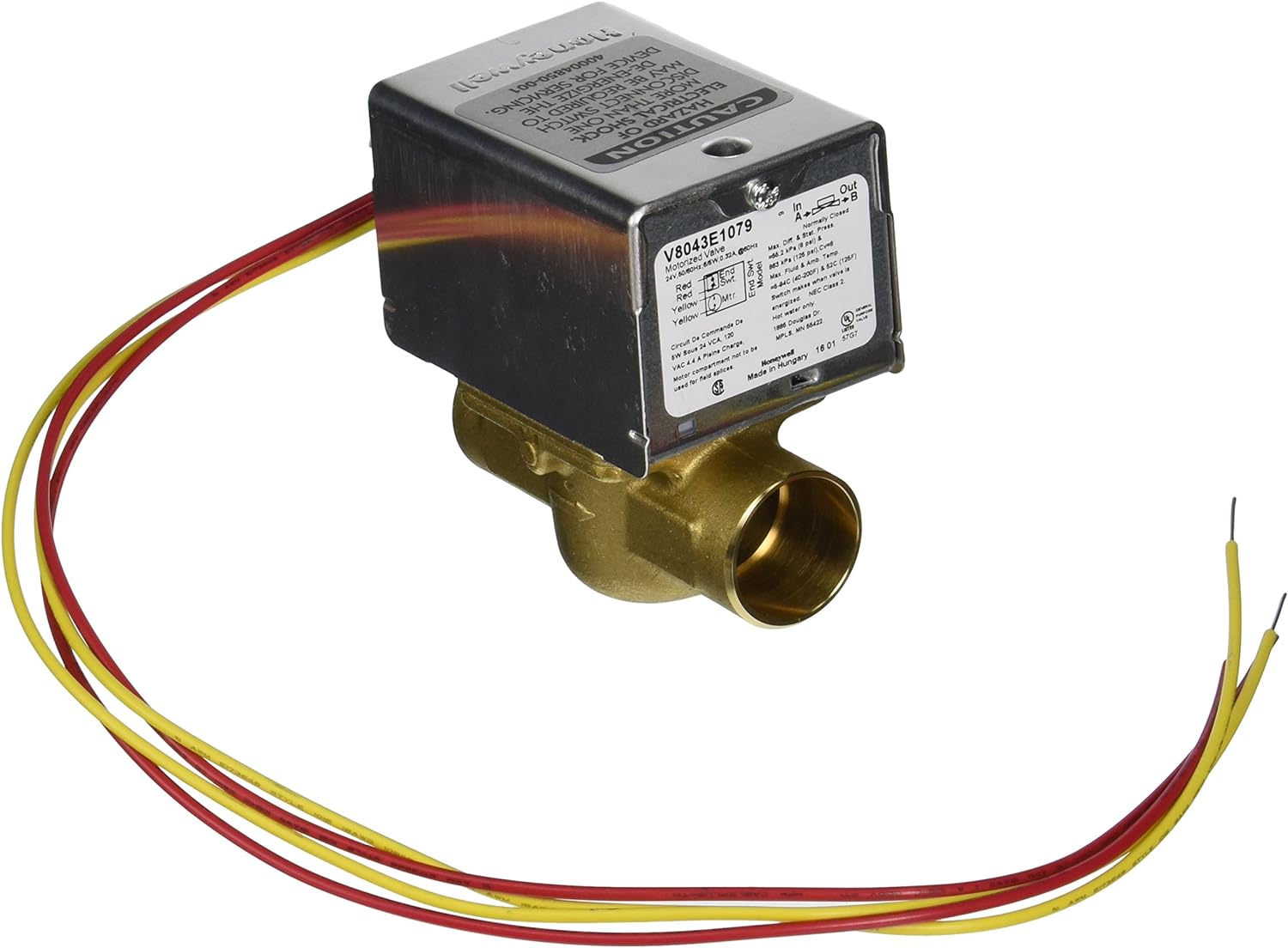 HONEYWELL Honeywell V8043E1079 Electric Zone Valve 24 Volts Brass Body And Seat Stainless Steel Stem Buna-N Seal