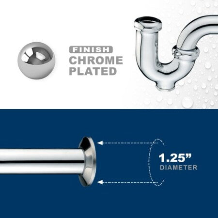 EVERFLOW Everflow 12715 P-Trap with Drain Plug, 17GA Chrome Plated Brass, 1-1/4 Inch