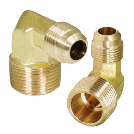 EVERFLOW Everflow F49R-1438 1/4 Inch Flare x 3/8 Inch MIP Reducing 90 Degree Elbow Pipe Fitting Brass
