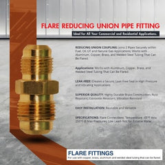 EVERFLOW Everflow F42R-585838 5/8 Inch x 3/8 Inch Flare Reducing Union Pipe Fitting Brass