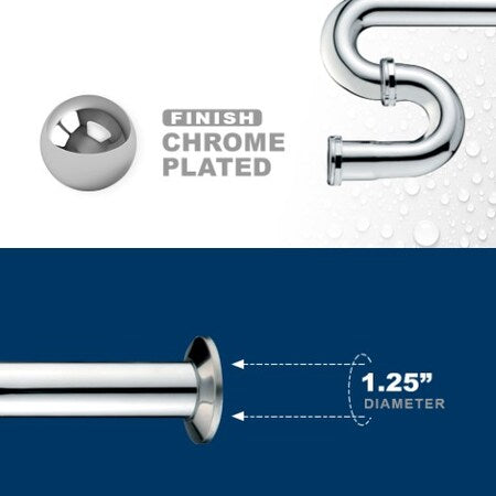 EVERFLOW Everflow 12913 S-Trap with Flange for Tubular Drain Applications Chrome Plated Brass 1-1/4 inch