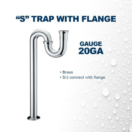 EVERFLOW Everflow 12913 S-Trap with Flange for Tubular Drain Applications Chrome Plated Brass 1-1/4 inch