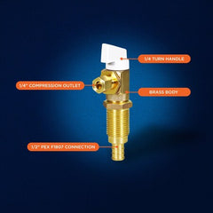 EVERFLOW Everflow 545P Icemaker Replacement Valve 1/2 PEX B Inlet x 1/4 Compression Outlet Lead Free Brass