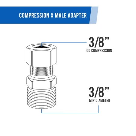 EVERFLOW Everflow C68-38-NL 3/8 OD COMP x MIP Adapter Pipe Fitting Lead Free Brass