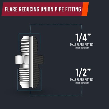 EVERFLOW Everflow F42R-121214 1/2 x 1/4 Flare Reducing Union Brass Pipe Fitting