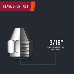 EVERFLOW Everflow F41S-316 3/16 Inch Flat Short Nut for Flare Pipe Fittings Brass