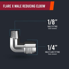 EVERFLOW Everflow F49R-1418 1/4 Inch Flare x 1/8 Inch MIP Reducing 90 Degree Elbow Pipe Fitting Brass