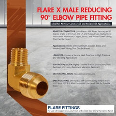 EVERFLOW Everflow F49R-1238 Brass Flare x MIP Reducing 90 Degree Elbow Pipe Fitting