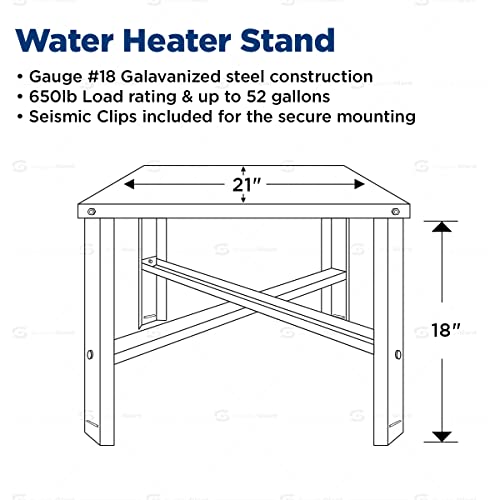 EVERFLOW Everflow GWHS21 Water Heater Stand 21 Inches Galvanized Steel