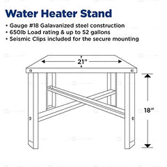 EVERFLOW Everflow GWHS21 Water Heater Stand 21 Inches Galvanized Steel
