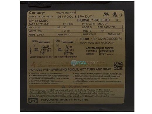 HAYWARD Hayward SPX1610Z2M 2 Speed Motor 1.5 HP Threaded Shaft 115/230V