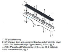 AQUASTAR POOL PRODUCTS AquaStar 32PD105 Channel Drain Pinhole Anti-Entrapment Suction Outlet Cover 196 GPM Dark Gray